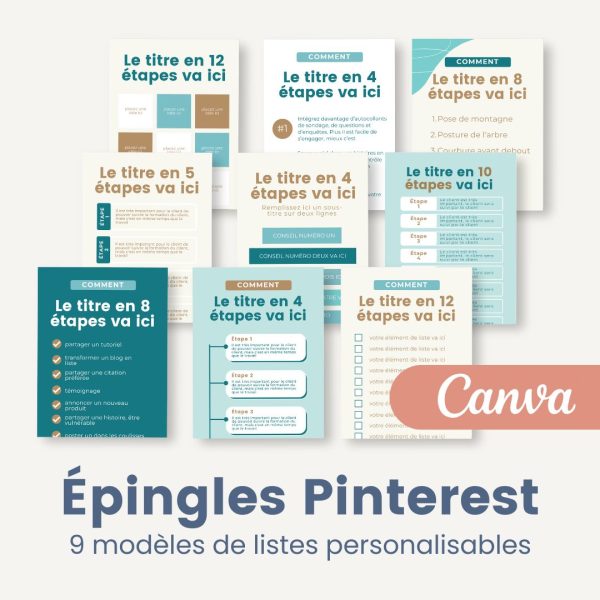 9 templates de listes pour Pinterest (Canva)
